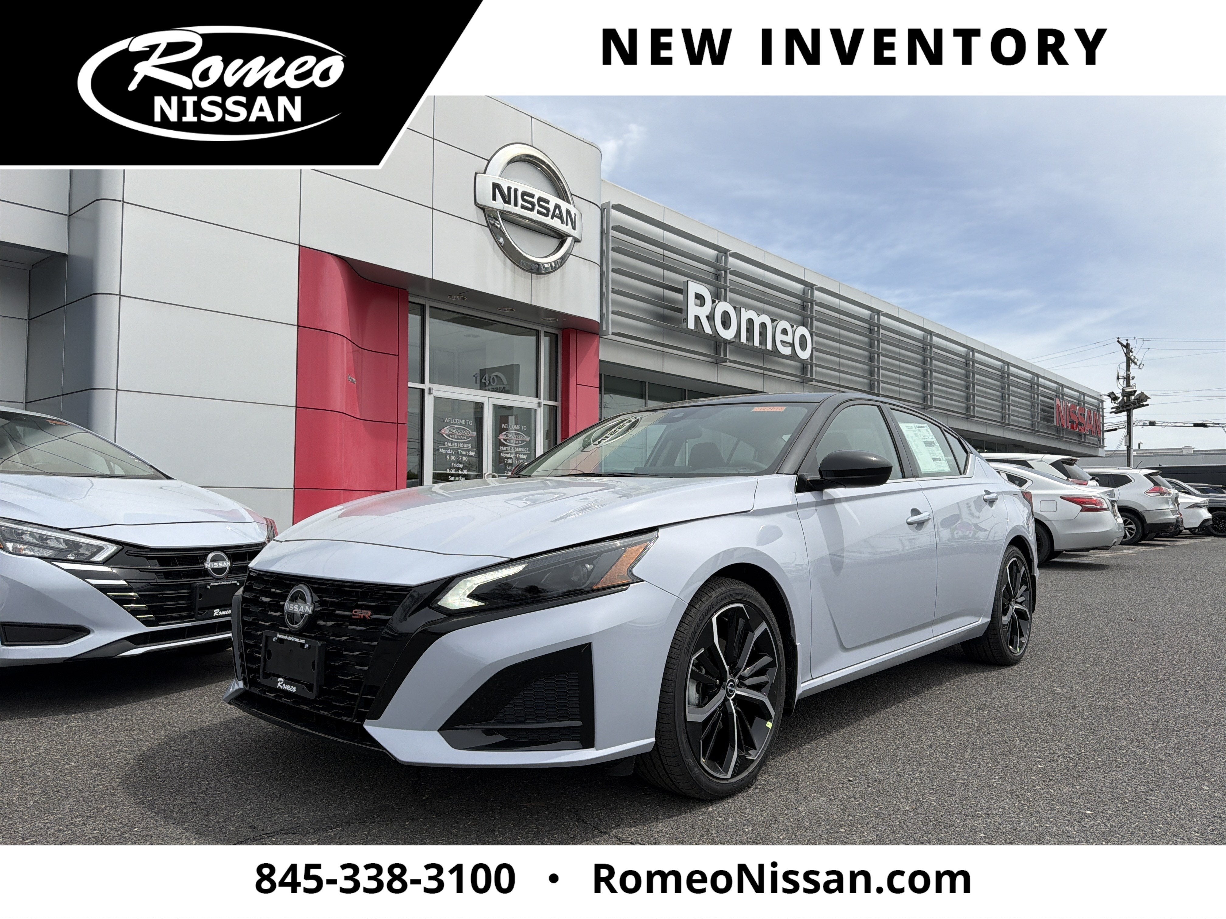 2026 Nissan Altima SR in Gray Sky Pearl/Super Black — front three-quarter view