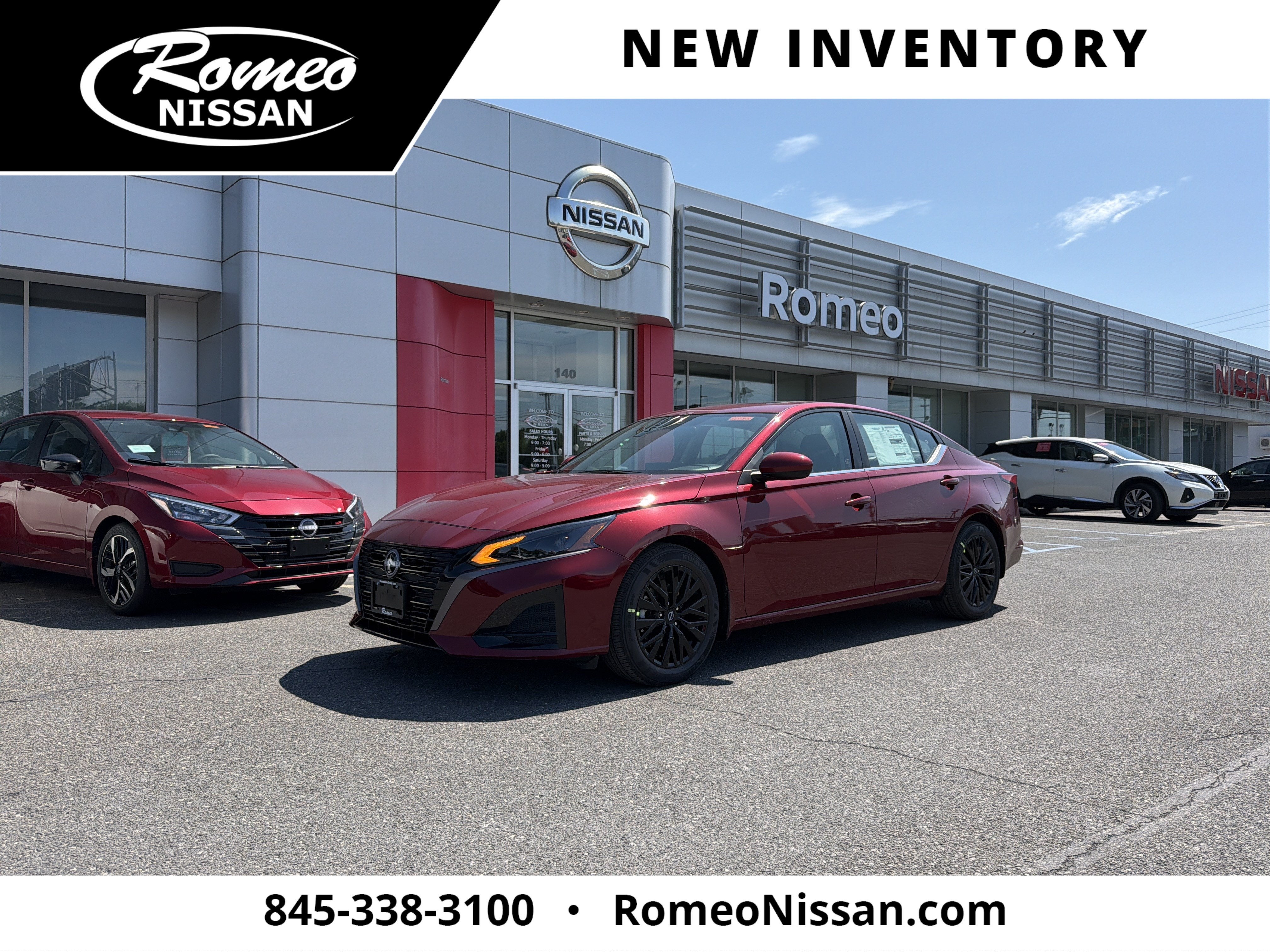 2026 Nissan Altima SV in Scarlet Ember Tintcoat — front three-quarter view