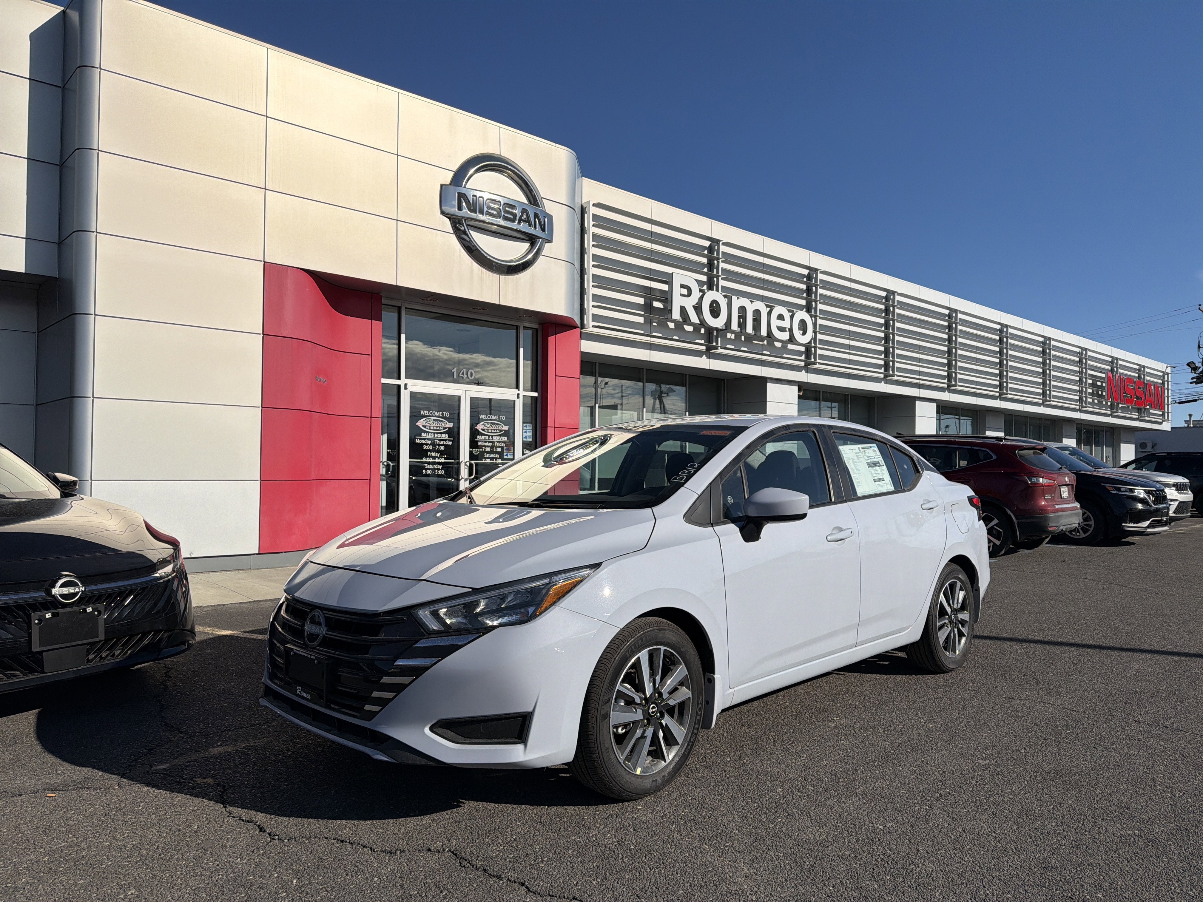2025 Nissan Versa SV in Gray Sky Pearl — front three-quarter view