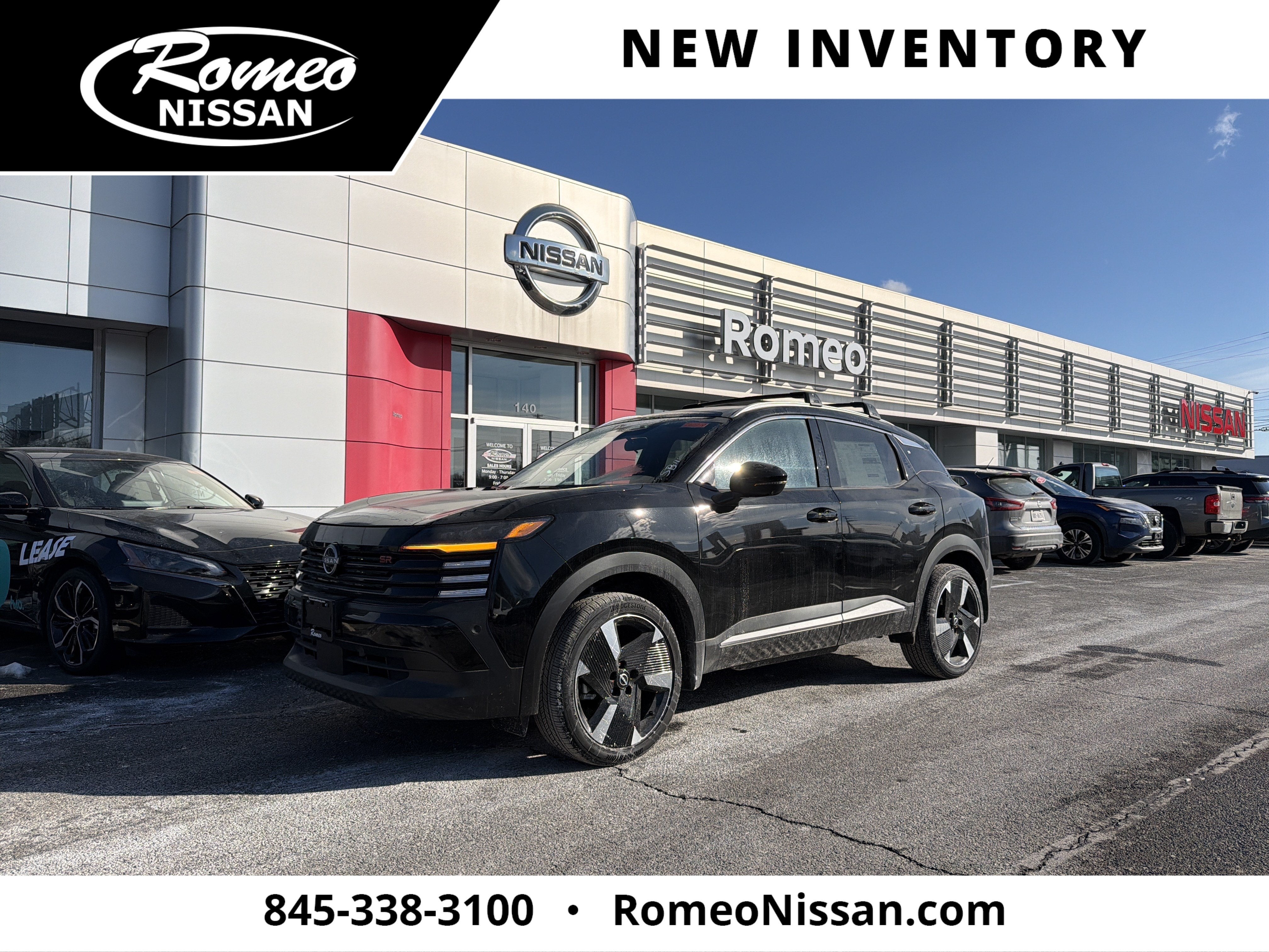 2026 Nissan Kicks SR in Super Black — front three-quarter view