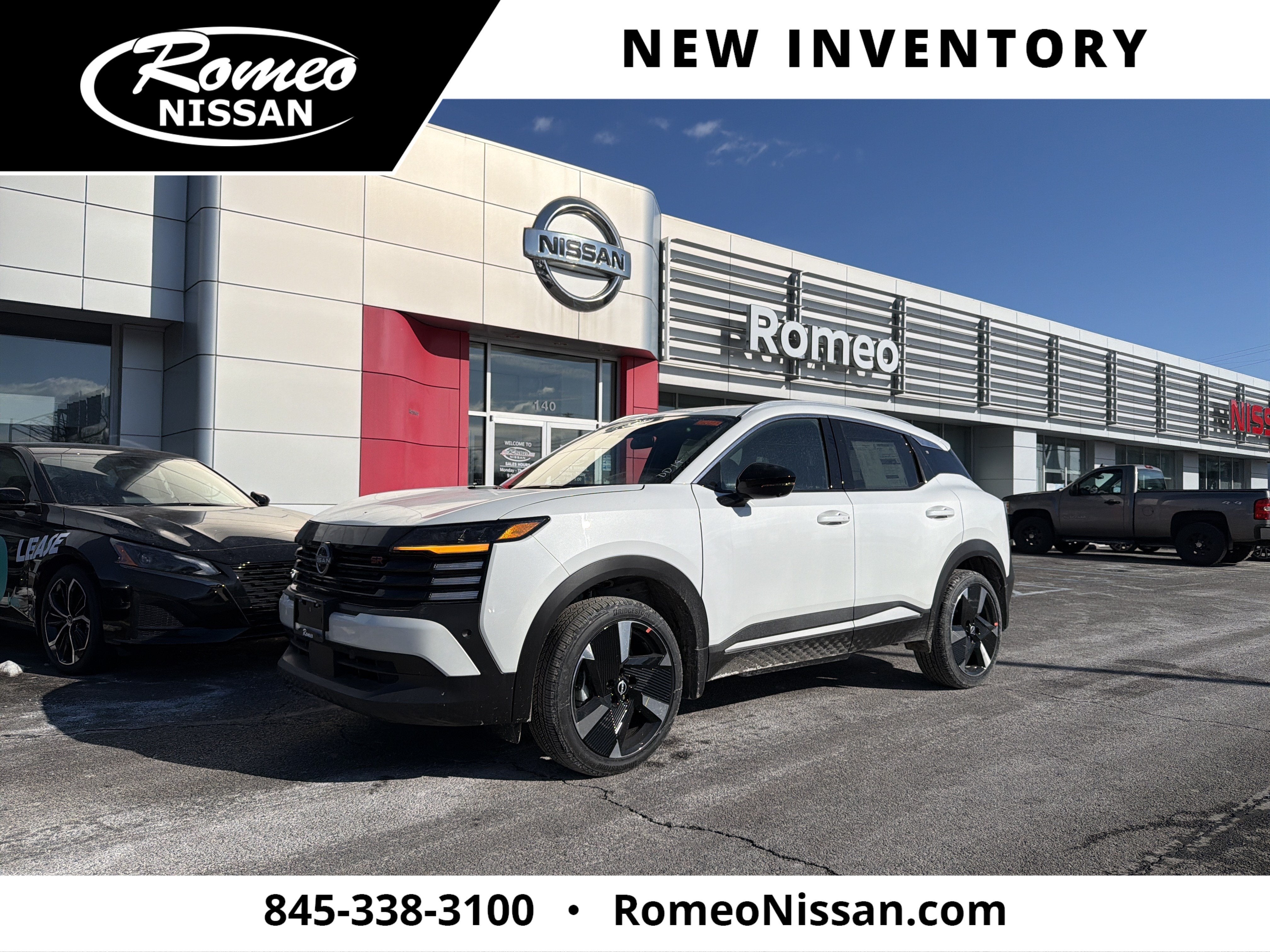 2026 Nissan Kicks SR in Aspen White Tricoat — front three-quarter view