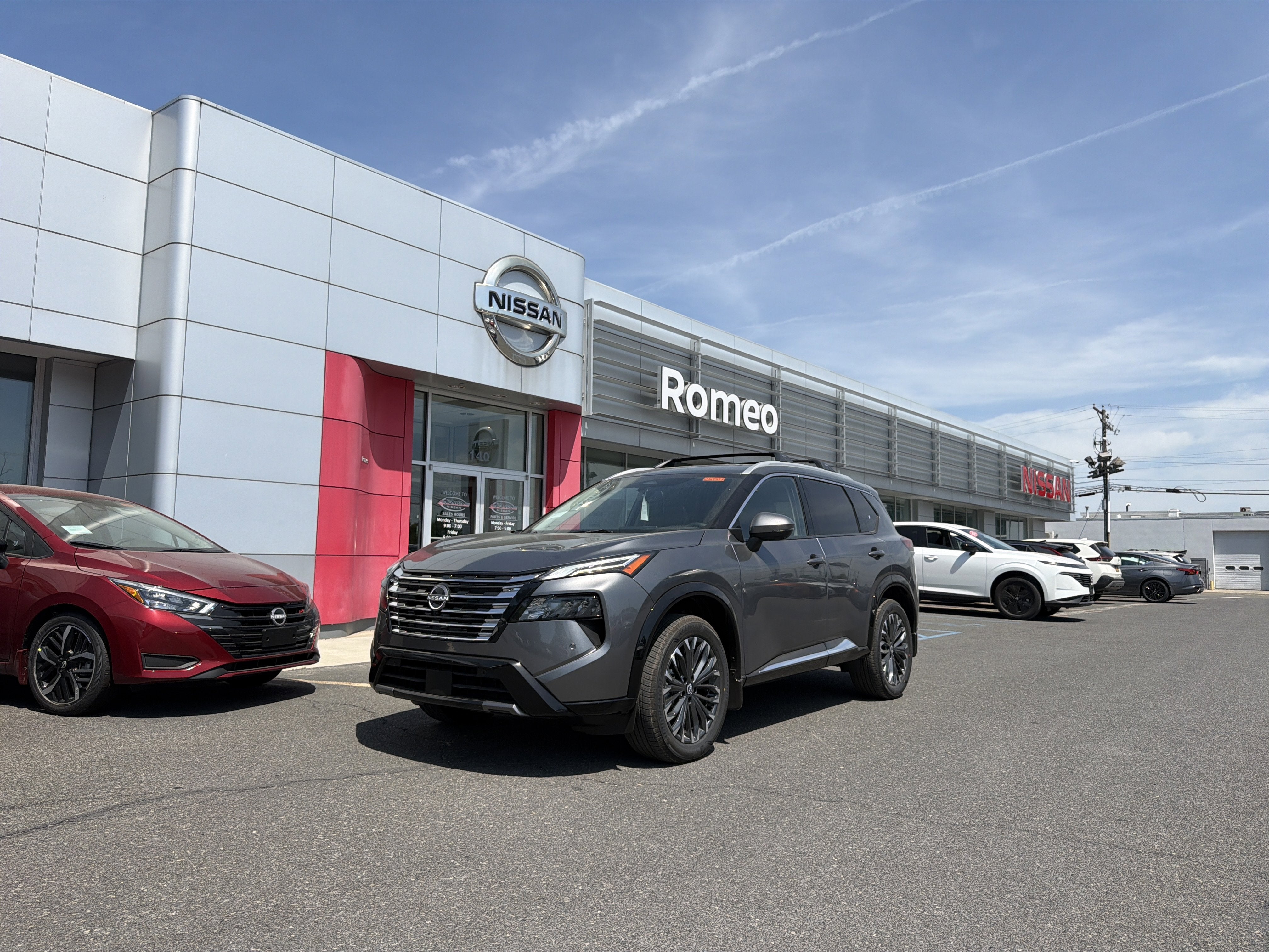 2026 Nissan Rogue Platinum in Gun Metallic — front three-quarter view