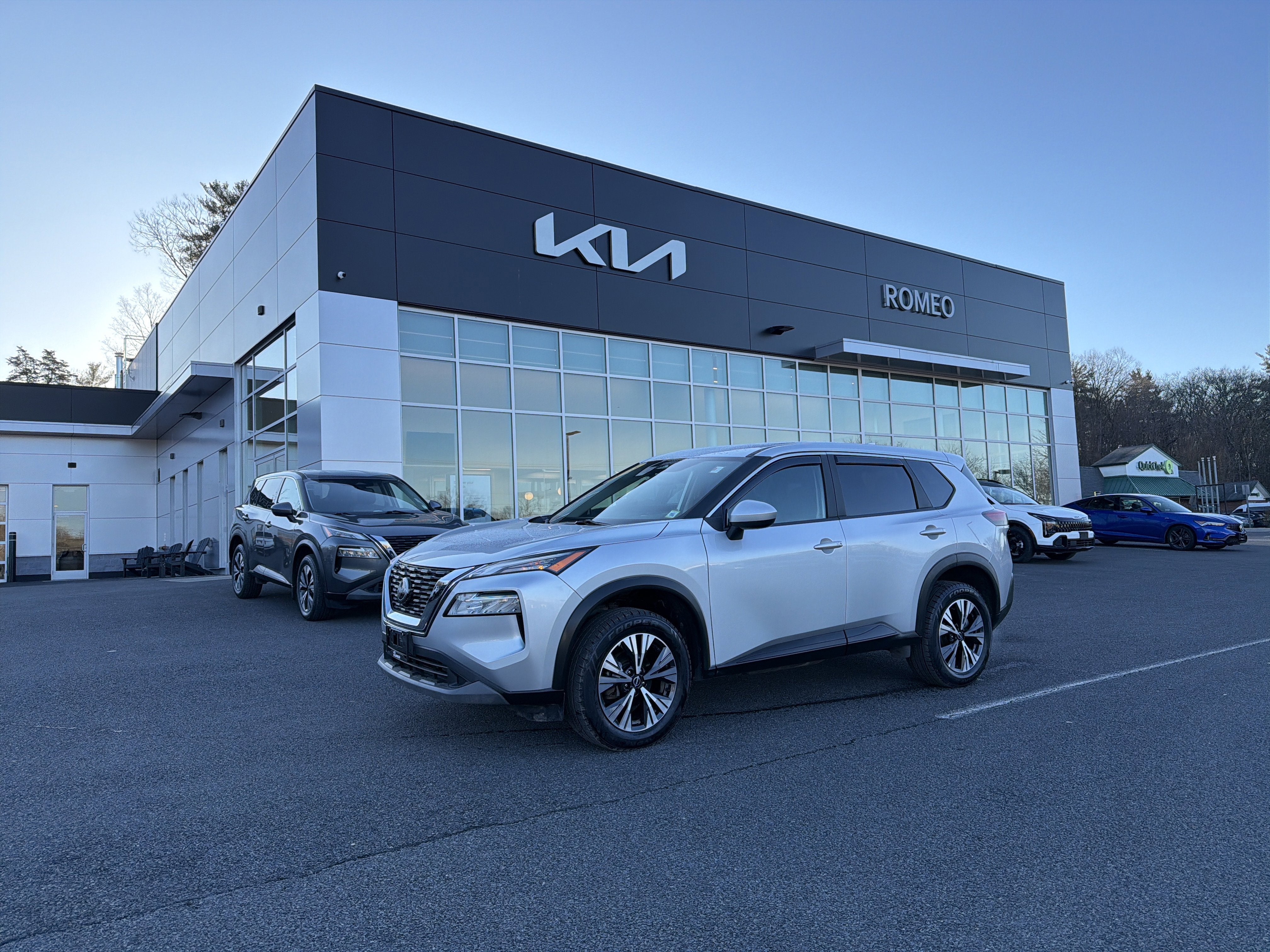 2023 Nissan Rogue SV in Brilliant Silver Metallic — front three-quarter view