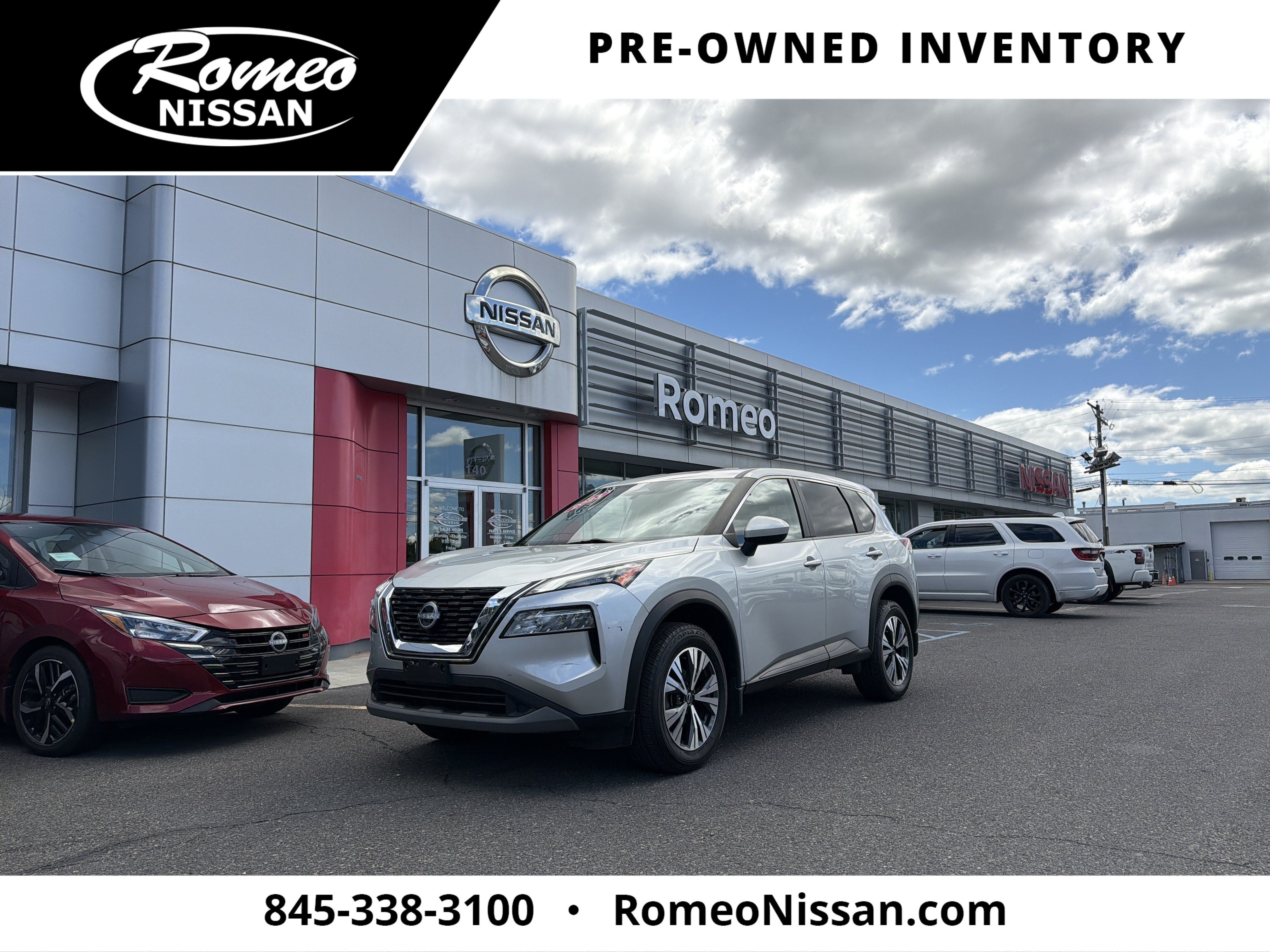 2023 Nissan Rogue SV in Brilliant Silver Metallic — front three-quarter view